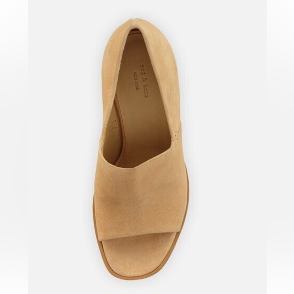Rag & Bone Myra Peep Toe Suede Heels in Dune NEW - Picture 3 of 14